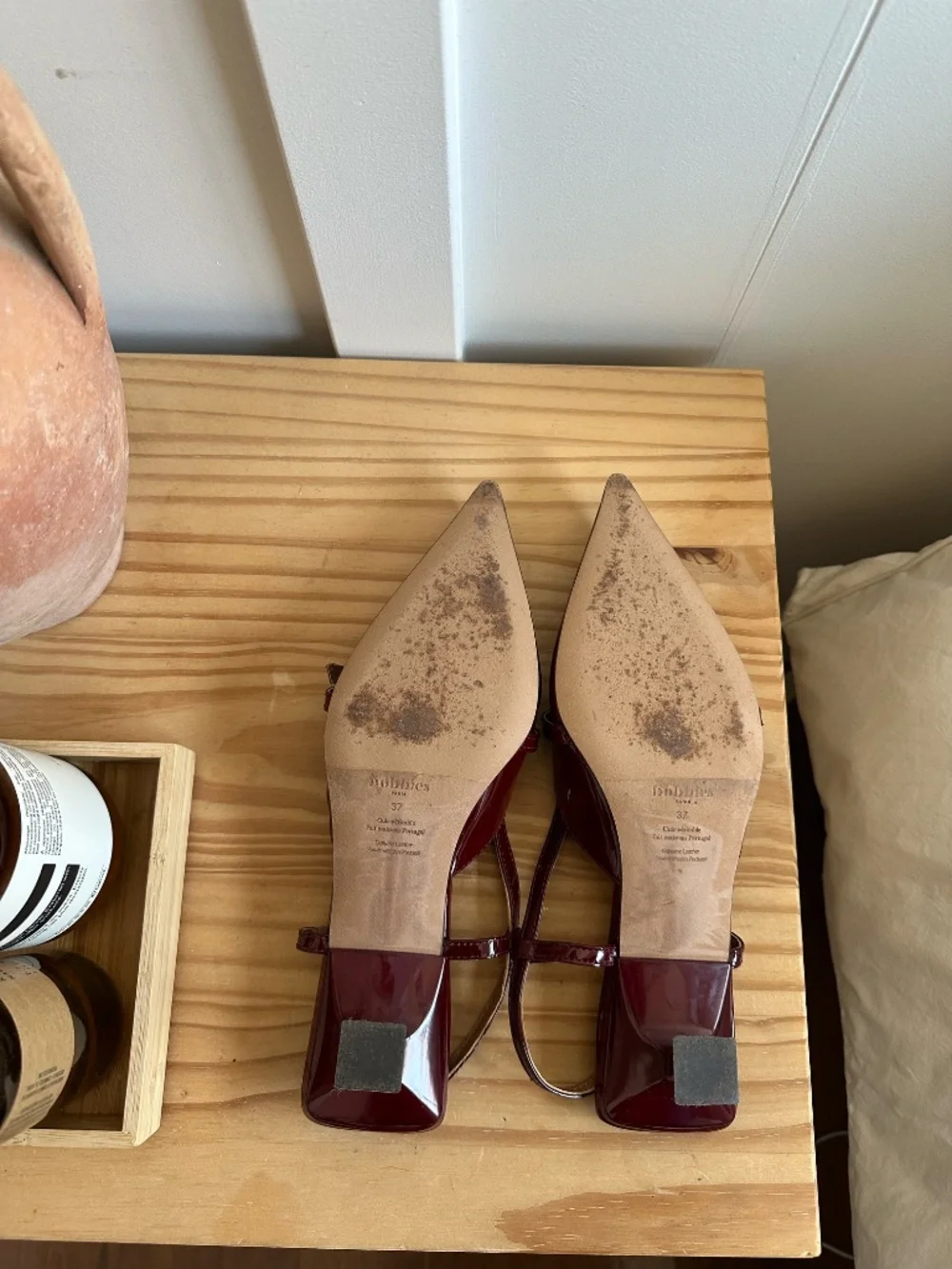 Bobbies merlot slingback heels